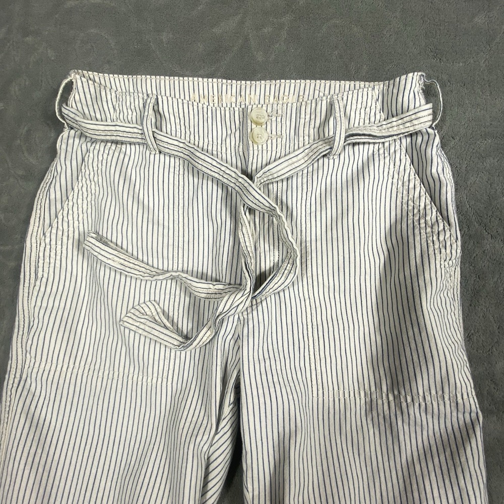 American Eagle Women Sz  2  Pants‎ Trousers Striped High Rise Tapered Mom Jeans